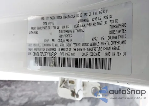 2016 Scion Ia from USA, damaged, VIN 3MYDLBZV3GY103031